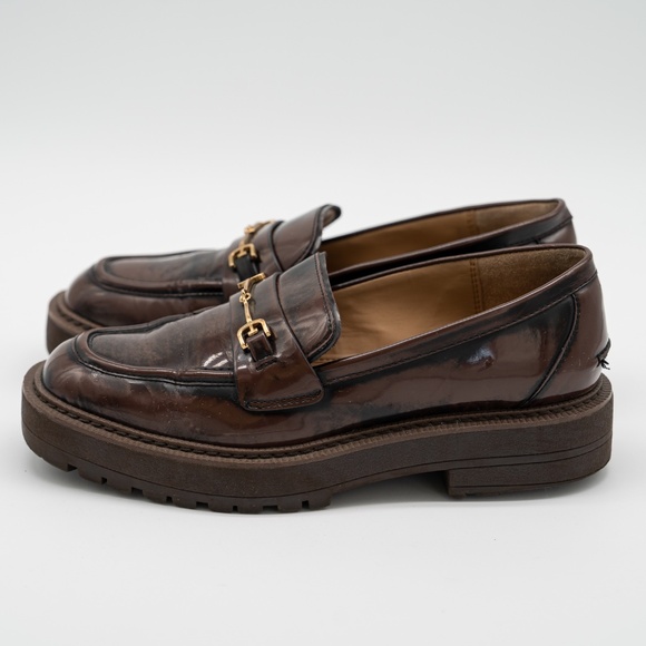 size 9 - SAM EDELMAN Laurs Loafers In Chestnut Lug Sole Brown - Picture 4 of 13